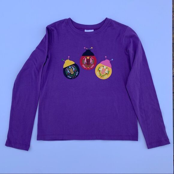 hanna andersson long sleeve violet ladybugs shirt